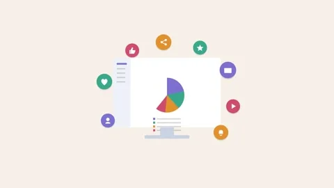 Digital marketing concept with a desktop pie chart Видео 342599002