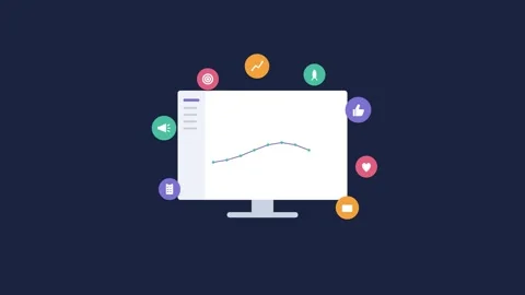 Digital marketing concept with a desktop rising line chart Vídeos de archivo 342599028