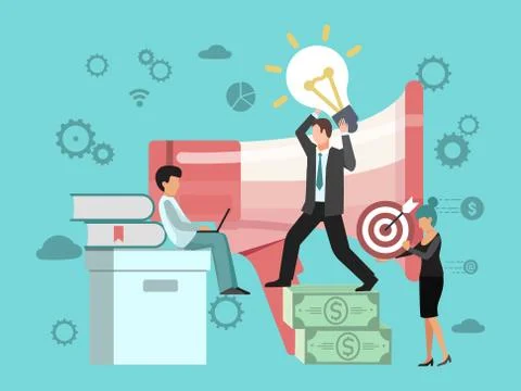 Digital marketing concept flat vector illustration. Office people customer Stock Illustration