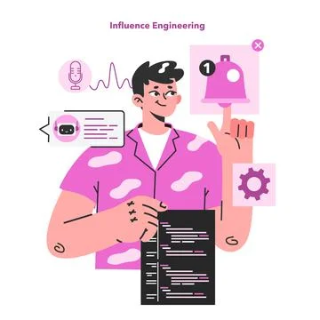 Digital marketing concept. Influence engineering. Automated algorithm Stock Illustration