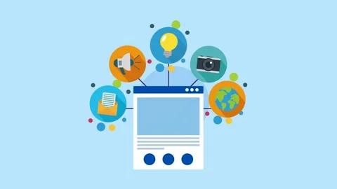 Digital marketing conceptual animation with web browser interface and commu.. 動画素材 339256473