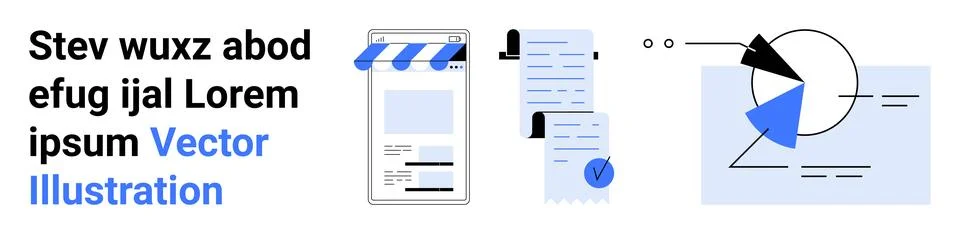 Digital marketing, content creation, data analysis, e-commerce, visual presen Stockillustratie