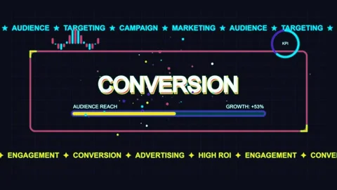 Digital marketing conversion dashboard animation with kpi growth and audien.. Video stock 347147335