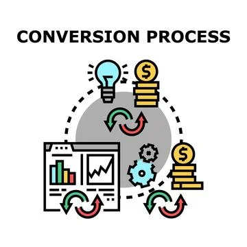 Digital marketing conversion process generating ideas and profit Ilustración de archivo