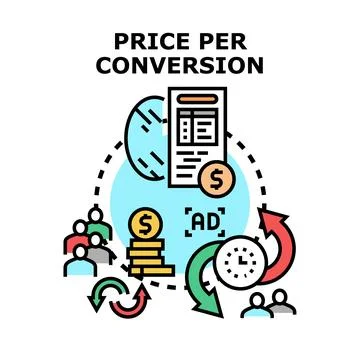 Digital marketing cost per conversion strategy Stock Illustration