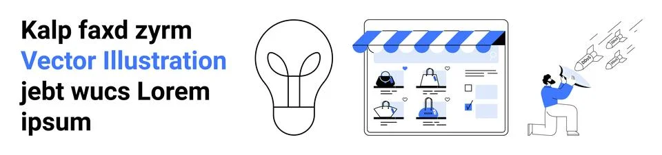 Digital marketing, creativity, e-commerce, online services, innovation, brand イラスト素材
