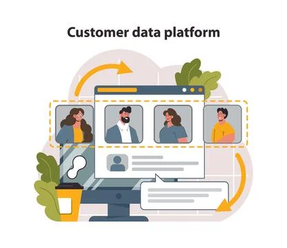 Digital marketing. Customer data platform or CDP. Client profile, portfolio Stock-Illustration