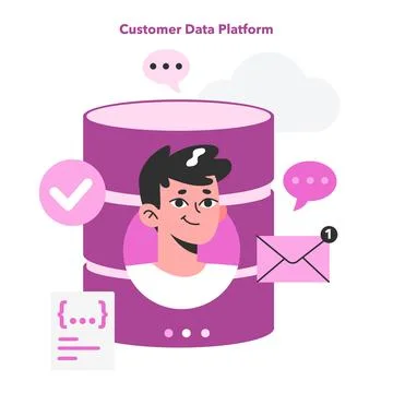 Digital marketing. Customer data platform or CDP. Client profile Illustrazione stock