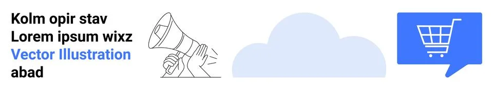 Digital marketing, e-commerce, cloud computing, online shopping, advertising, Stockillustratie