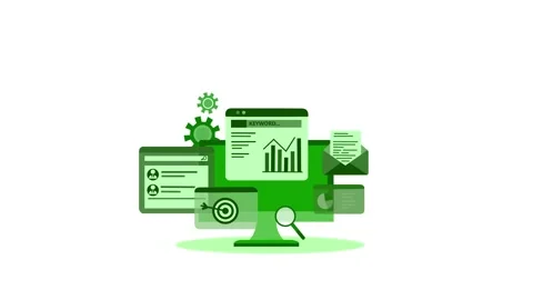 Digital Marketing Elements on Computer Screen, Animation of a computer scre.. Video stock 317853617