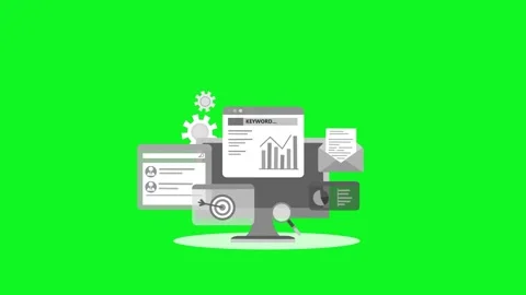 Digital Marketing Elements on Computer Screen, Animation of a computer scre.. Stock Footage 317853626