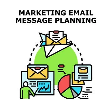 Digital marketing email message planning strategy developing Stock Illustration