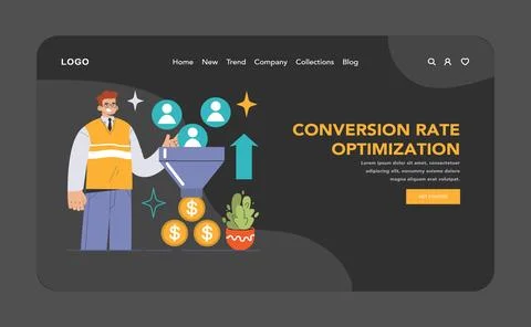 Digital marketing expert navigates Conversion Rate Optimization. Stock Illustration