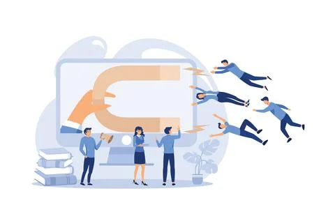 Digital marketing, generating potential customers, attracting and attractin.. Stock Illustration