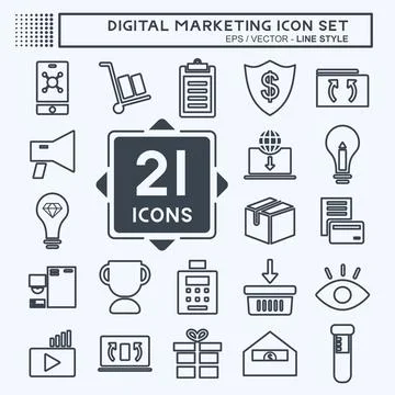 Digital Marketing Icon Set. suitable for Web Interface symbol. line style. si Stock Illustration