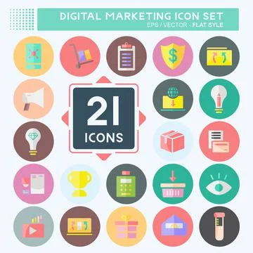 Digital Marketing Icon Set. suitable for Web Interface symbol. flat style. si Stock Illustration
