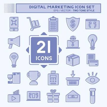 Digital Marketing Icon Set. suitable for Web Interface symbol. two tone style Stock Illustration