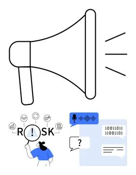 Digital marketing, information security, communication risks, awareness campa Stock Illustration