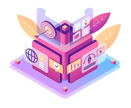 Digital marketing isometric vector illustration Illustrazione stock