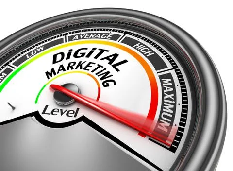 Digital marketing level to maximum modern conceptual meter Stock Illustration