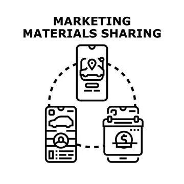 Digital marketing materials sharing across mobile platforms Stock Illustration