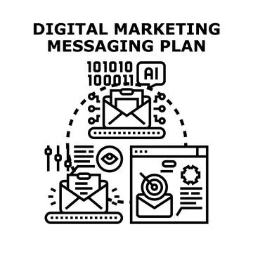 Digital marketing messaging plan concept with ai technology Stock Illustration