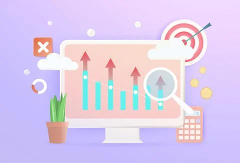 Digital marketing mistake - failed, not effective online advertising campaign 3d Illustrazione stock