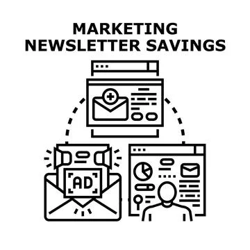 Digital marketing newsletter strategy creating savings Stock Illustration