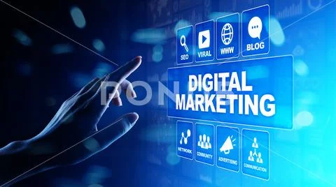 Digital marketing, Online advertising, SEO, SEM, SMM. Business and internet c Stock Photos