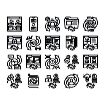 Digital marketing optimization and analytics strategy icons Illustration