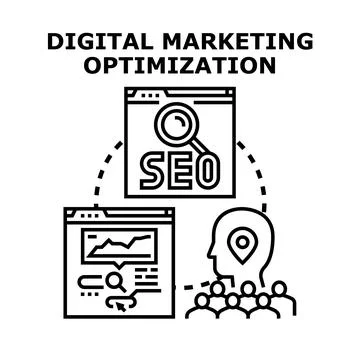 Digital marketing optimization process for business strategy Stock Illustration