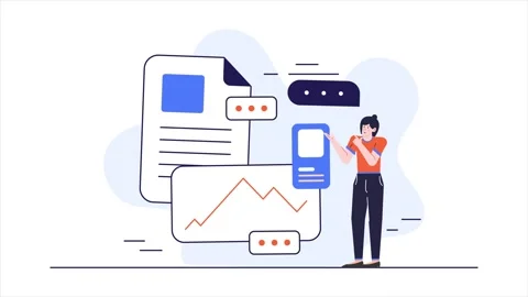 Digital marketing presentation with data and graphics elements illustration Stock Footage 292951395