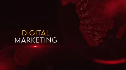 Digital Marketing On Red Light With Partial View Of Dotted Globe Earth World Map Stock Illustration