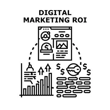 Digital marketing roi concept generating business growth Stock Illustration