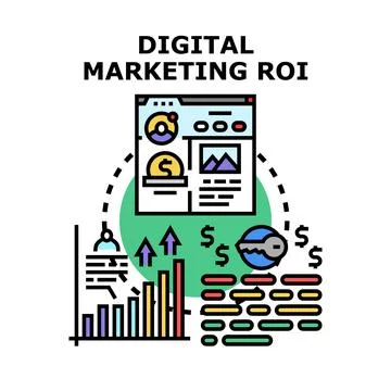 Digital marketing roi concept generating business growth Stock Illustration