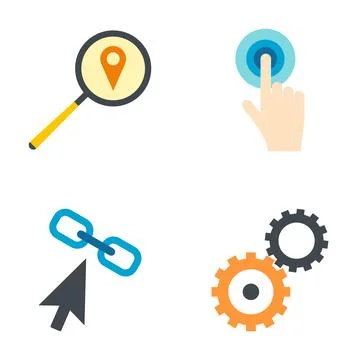 Digital marketing search engine optimization icons set Stock Illustration