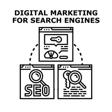 Digital marketing for search engine optimization concept Stock Illustration