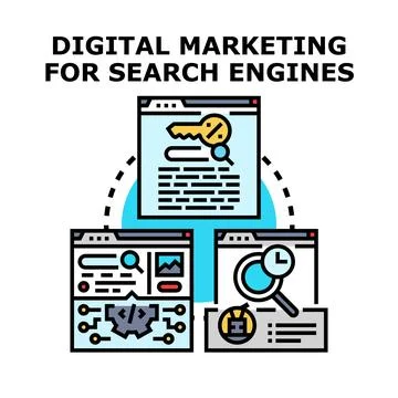 Digital marketing for search engines optimizing websites Stock Illustration