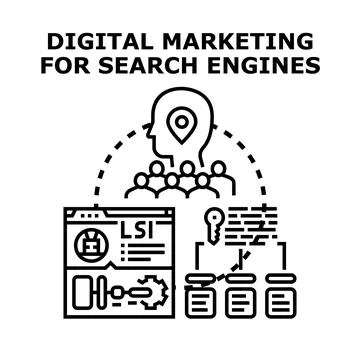 Digital marketing for search engines optimizing website content for ranking Stock Illustration