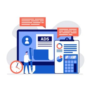 Digital marketing, SEO optimization, content advertising and promotion conc.. Stock Illustration