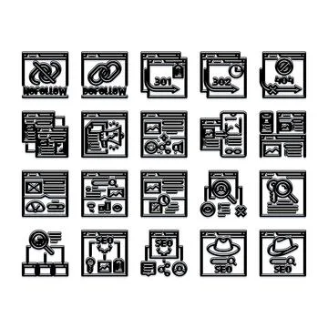 Digital marketing seo web development icons set Stock Illustration