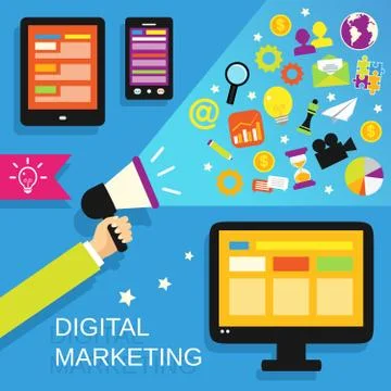 Digital marketing set Stock Illustration