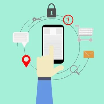 Digital marketing on smart phone vector flat design Stock Illustration