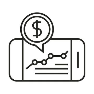 Digital marketing smartphone website analytics money line icon 스톡 일러스트