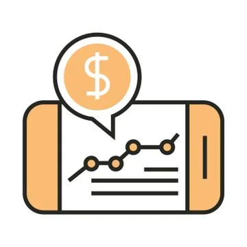 Digital marketing smartphone website analytics money line and fill 스톡 일러스트