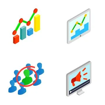 Digital marketing strategy analyzing data and targeting audience Stock Illustration