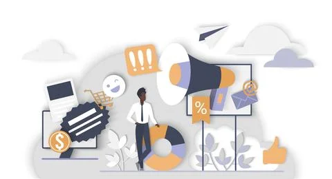 Digital Marketing Strategy with Cloud Elements イラスト素材