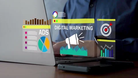 Digital marketing strategy concept with analytics charts, ads optimization, Stock Footage 316167043
