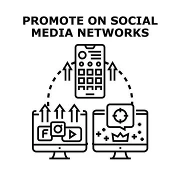 Digital marketing strategy promoting content on social media networks Stock Illustration