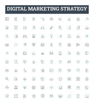Digital marketing strategy vector line icons set. Digital, Marketing, Strategy Stock Illustration